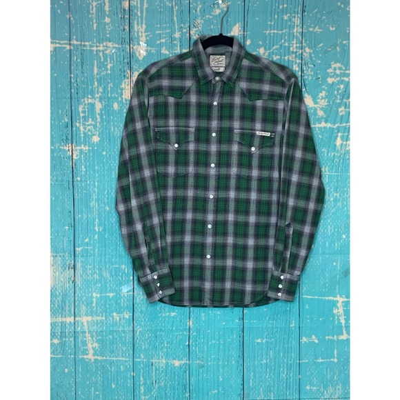 Lucky Brand men green plaid long sleeves casual shirt size small - Picture 8 of 8
